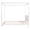 Queen Size Canopy Platform Bed with Headboard and Support Legs