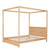 Queen Size Canopy Platform Bed with Headboard and Support Legs