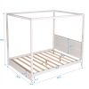 Queen Size Canopy Platform Bed with Headboard and Support Legs