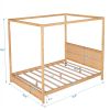 Queen Size Canopy Platform Bed with Headboard and Support Legs