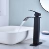 Waterfall Spout Bathroom Faucet; Single Handle Bathroom Vanity Sink Faucet