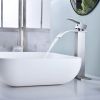 Waterfall Spout Bathroom Faucet; Single Handle Bathroom Vanity Sink Faucet