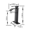 Waterfall Spout Bathroom Faucet; Single Handle Bathroom Vanity Sink Faucet