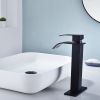 Waterfall Spout Bathroom Faucet; Single Handle Bathroom Vanity Sink Faucet