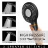 Aquacubic Black Shower Head Handheld High Pressure Water Saving 3 Modes Adjustable Filter Showerhead