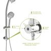 Multi Function Dual Shower Head - Shower System with 4.7" Rain Showerhead;  8-Function Hand Shower;  Adjustable Slide Bar