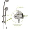 Multi Function Dual Shower Head - Shower System with 4.7" Rain Showerhead;  8-Function Hand Shower;  Adjustable Slide Bar