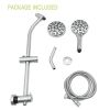 Multi Function Dual Shower Head - Shower System with 4.7" Rain Showerhead;  8-Function Hand Shower;  Adjustable Slide Bar