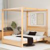 Queen Size Canopy Platform Bed with Headboard and Support Legs