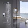 Trustmade Wall Mounted Square Rainfall Pressure Balanced Complteted Shower System with Rough-in Valve, 3 Function, 10 inches - 3W02