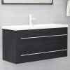 2 Piece Bathroom Furniture Set Gray Engineered Wood