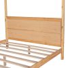 Queen Size Canopy Platform Bed with Headboard and Support Legs