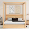 Queen Size Canopy Platform Bed with Headboard and Support Legs