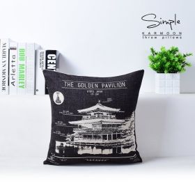 Black And White Simple Industrial Style Cotton And Linen Cushion Case (Option: D-43x43cm Pillowcase)