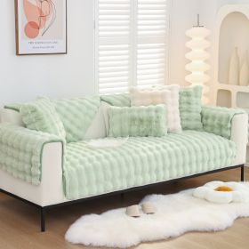 Warm Sofa Bubble Plush Pillowcase Pillow (Option: Green-45x45cm pillow)