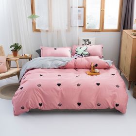 Washed Cotton Four-piece Bedding Set Autumn Single (Option: Heart Style-220cm)