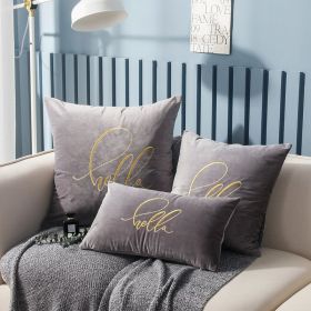 Simple Solid Color Gold Thread Embroidery Couch Pillow Netherlands Velvet Model Room Office Small Waist (Option: Deep Space Gray-30 �� 50cm With Core)