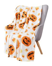 Halloween Pumpkin Bat Holiday Printing Flannel Blanket (Option: No 1-100x150cm)