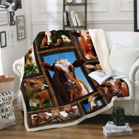 Cows Pattern Cartoon Children's Printed Blanket (Option: 4 Style-Double Layer 130x150cm)