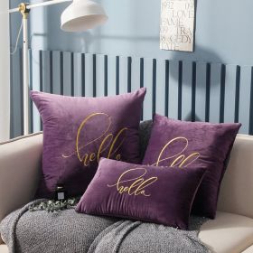 Simple Solid Color Gold Thread Embroidery Couch Pillow Netherlands Velvet Model Room Office Small Waist (Option: Purple And Cherry Color-30 �� 50cm With Core)