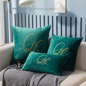 Simple Solid Color Gold Thread Embroidery Couch Pillow Netherlands Velvet Model Room Office Small Waist (Option: Emerald-30 �� 50cm With Core)