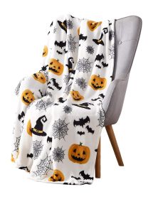 Halloween Pumpkin Bat Holiday Printing Flannel Blanket (Option: No 2-150x200cm)